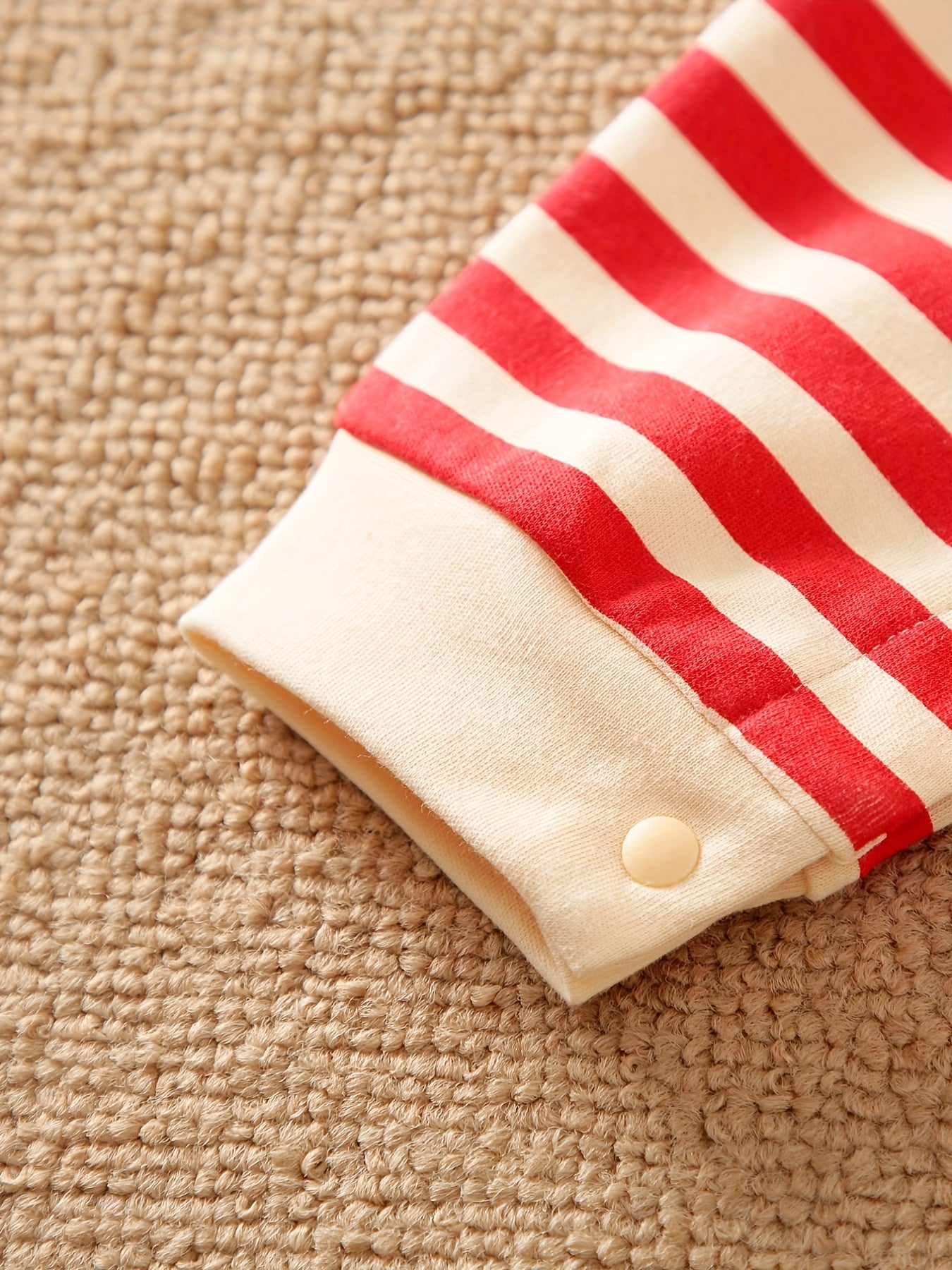 Super Striped Christmas Costume With 3D Nose, Infant Baby Boys And Girls Deer Pure Cotton Long Sleeve Romper, Newborn Casual Thermal Clothes, Suitable For Outdoor Wear
