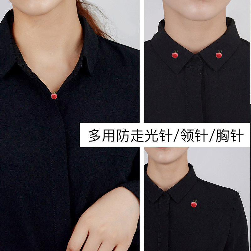 2025 Korean version of summer waist closing artifact enamel dripping pin cute fruit breast pin buckle wholesale peach anti-light buckle