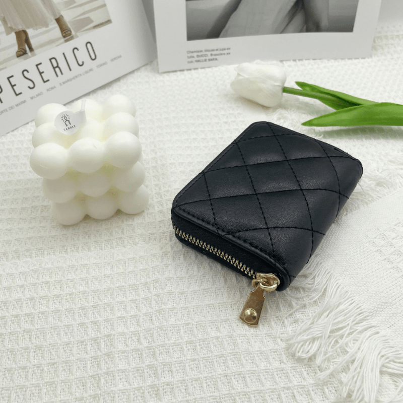 Minimalist Solid Color Short Wallet, Argyle Pattern Clutch Wallet, Portable Credit Card Holder