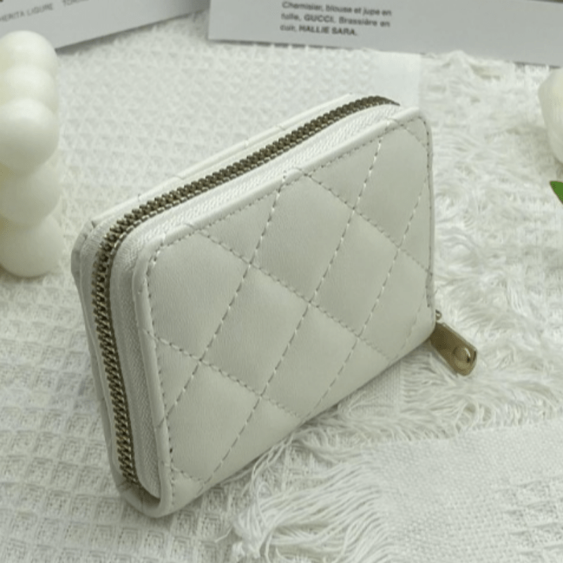 Minimalist Solid Color Short Wallet, Argyle Pattern Clutch Wallet, Portable Credit Card Holder