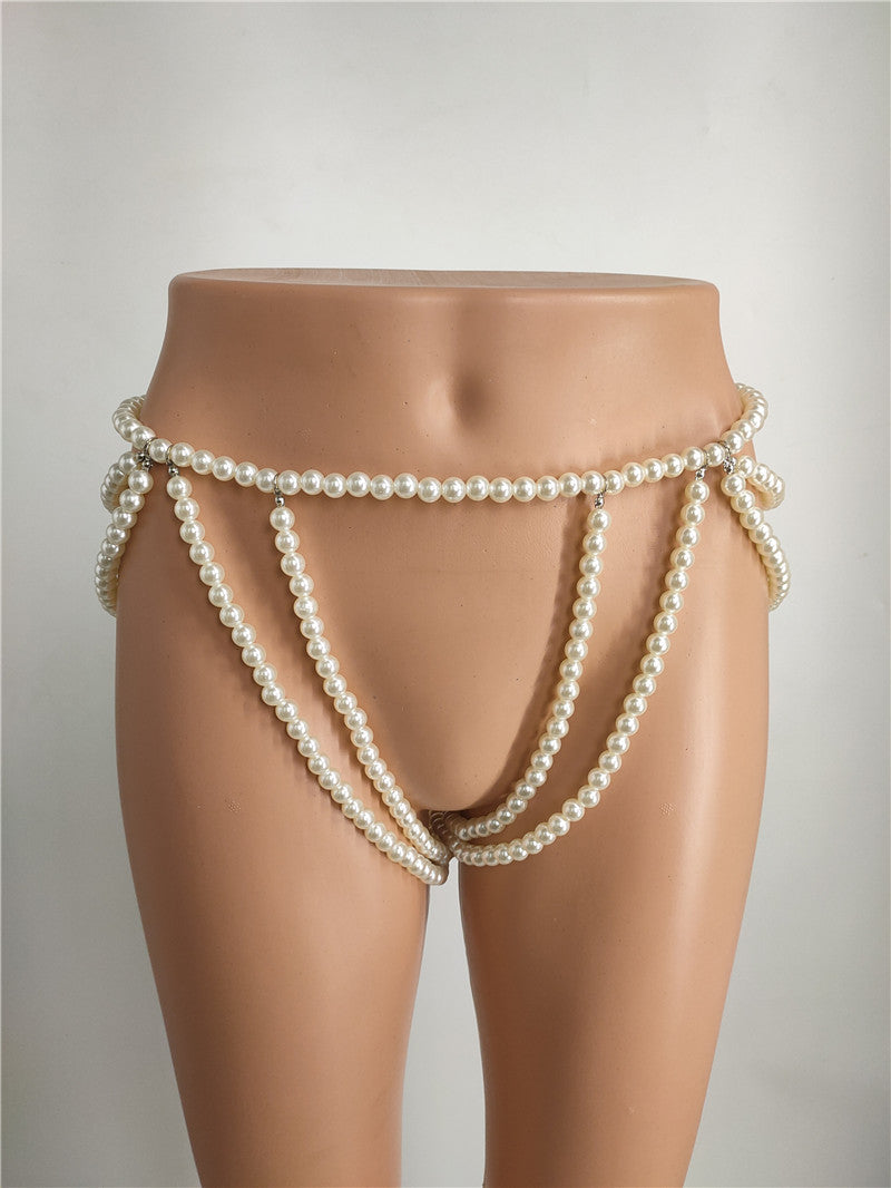 2025 Popular, 2020 Popular trade ins New nightclub wild atmosphere sexy big pearl shorts waist chain jewelry fb1454