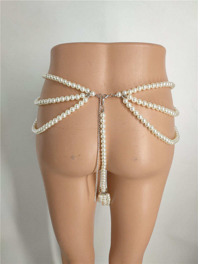 2025 Popular, 2020 Popular trade ins New nightclub wild atmosphere sexy big pearl shorts waist chain jewelry fb1454