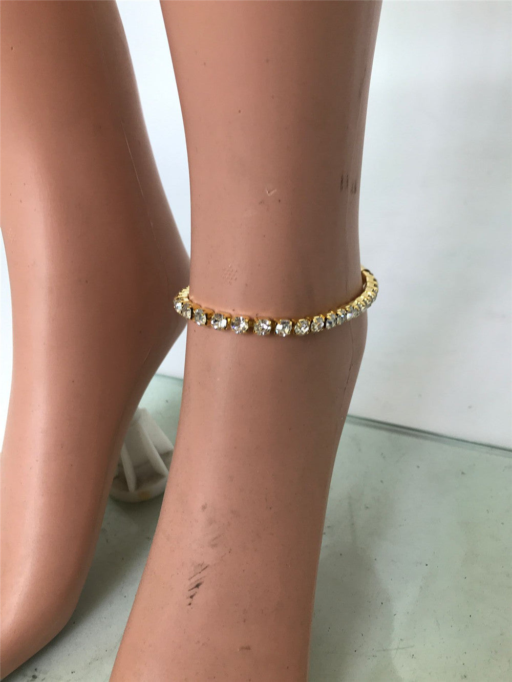 2025 Anklet bright diamond flash diamond set with diamond full diamond rhinestone single row diamond 4.5mm large diamond anklet fb1616