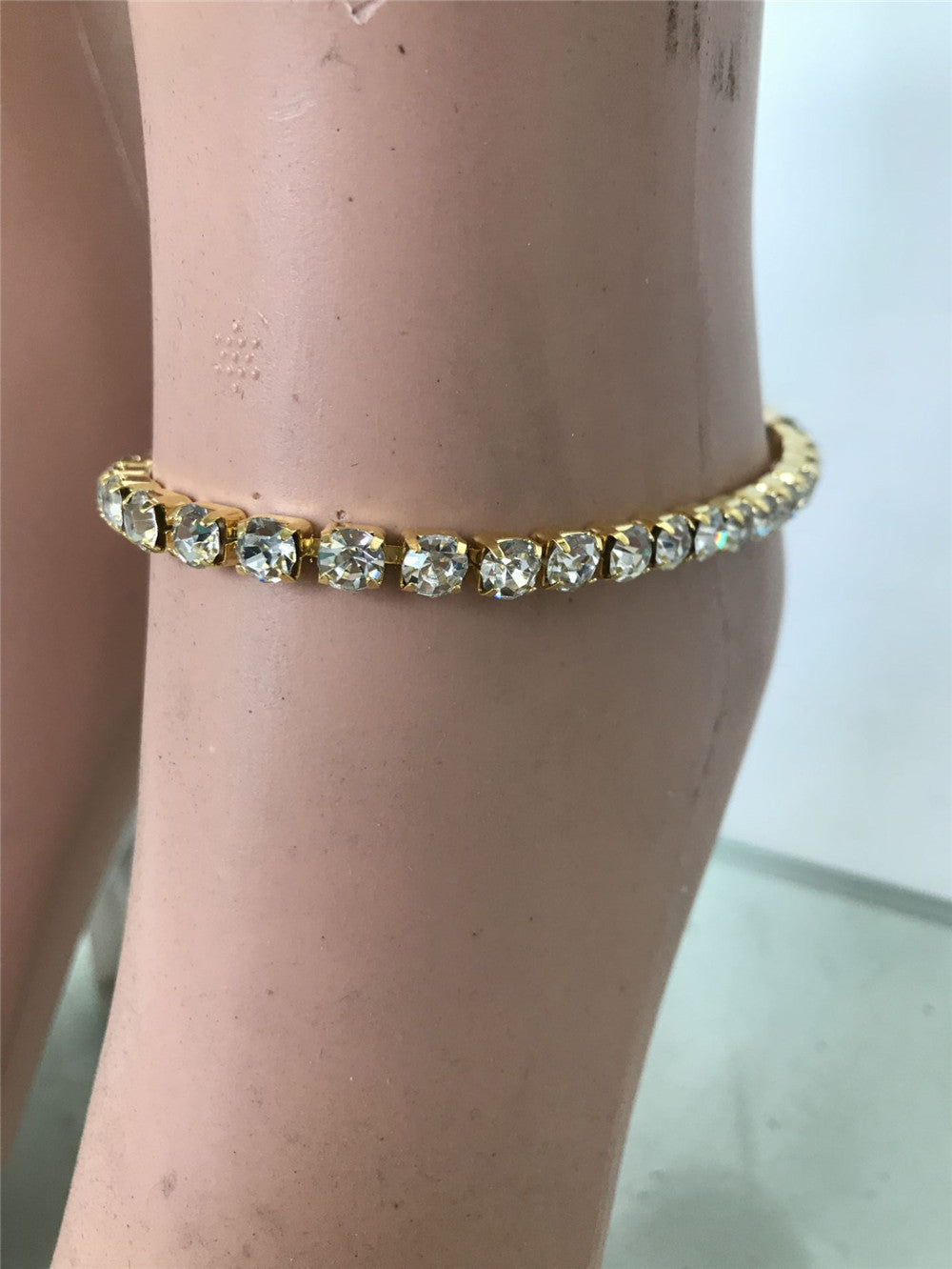 2025 Anklet bright diamond flash diamond set with diamond full diamond rhinestone single row diamond 4.5mm large diamond anklet fb1616