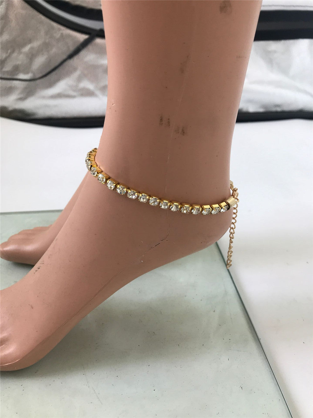 2025 Anklet bright diamond flash diamond set with diamond full diamond rhinestone single row diamond 4.5mm large diamond anklet fb1616