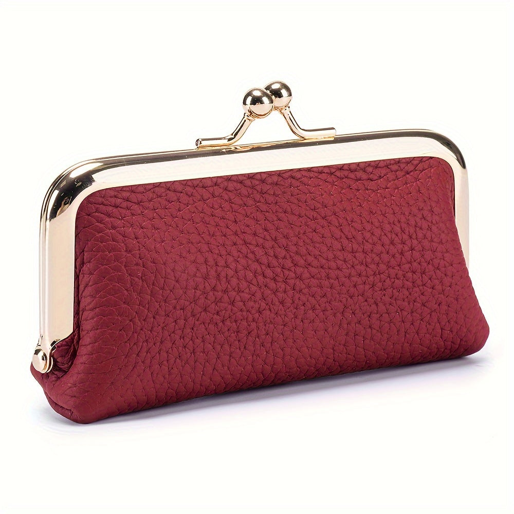 Vintage Leather Coin Purses For Women, Mini Evening Bag With Kiss Lock, Luxury Clutch Bag For Key And Earphone - Perfect for Carnival Mardi Gras Music Festival