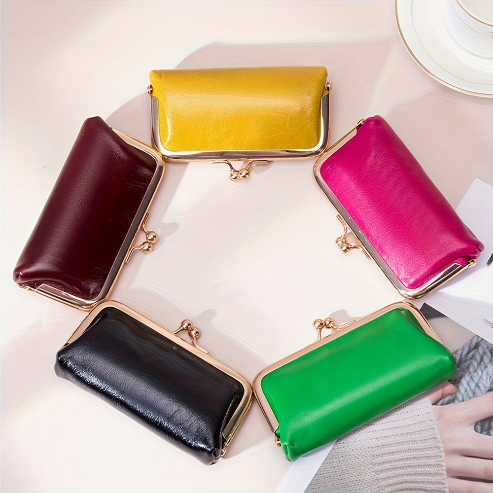 Vintage Leather Coin Purses For Women, Mini Evening Bag With Kiss Lock, Luxury Clutch Bag For Key And Earphone - Perfect for Carnival Mardi Gras Music Festival