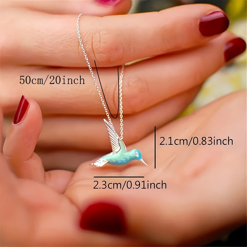 Fashion thick silver hummingbird pendant necklace European and American fashion animal jewelry holiday accessories gifts