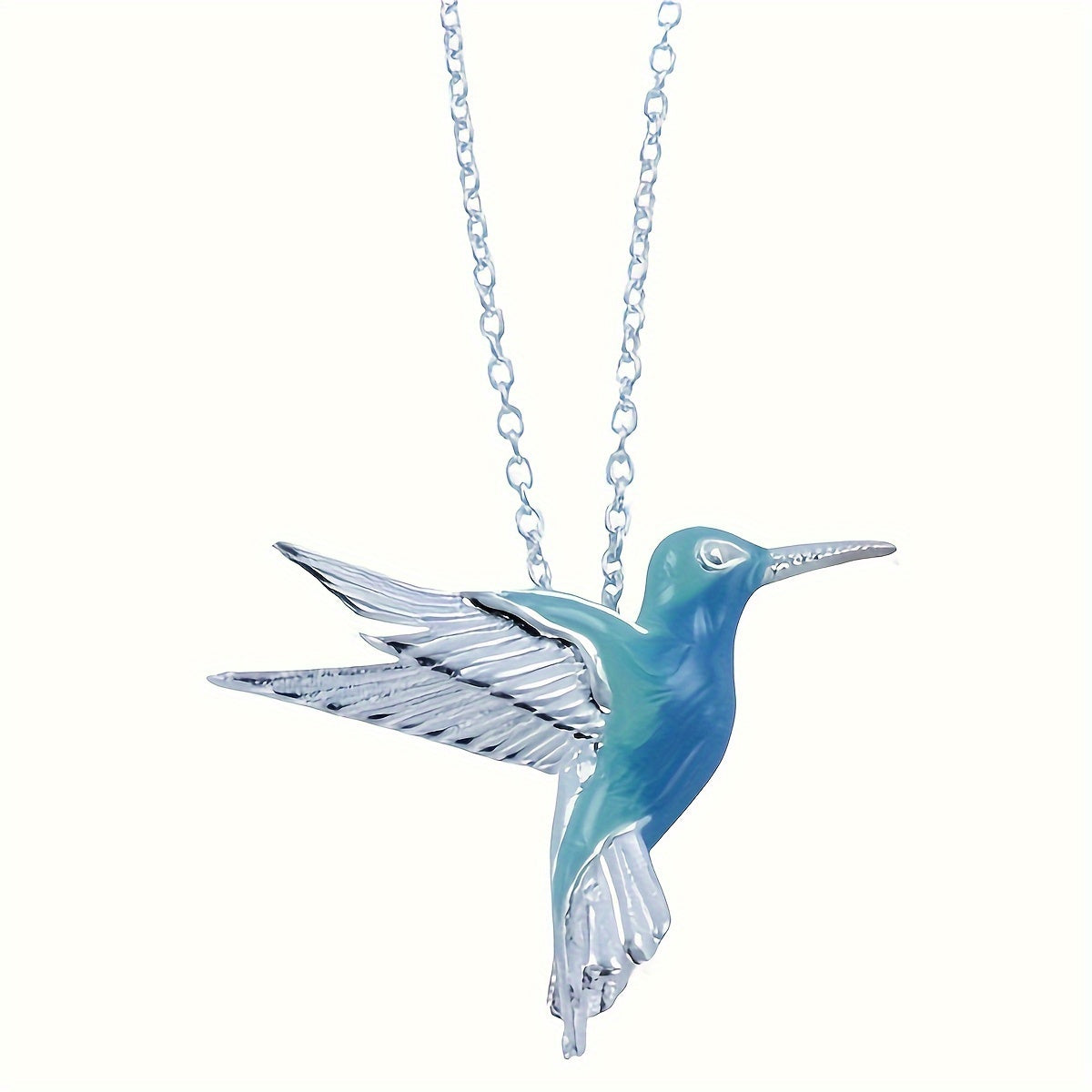 Fashion thick silver hummingbird pendant necklace European and American fashion animal jewelry holiday accessories gifts