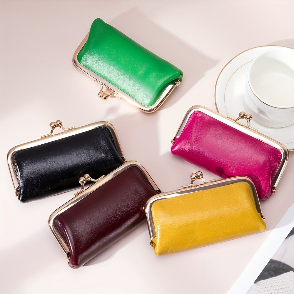 Vintage Leather Coin Purses For Women, Mini Evening Bag With Kiss Lock, Luxury Clutch Bag For Key And Earphone - Perfect for Carnival Mardi Gras Music Festival