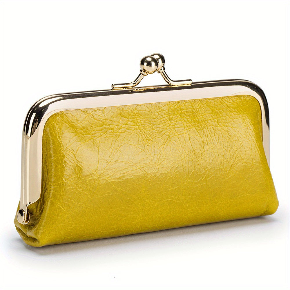 Vintage Leather Coin Purses For Women, Mini Evening Bag With Kiss Lock, Luxury Clutch Bag For Key And Earphone - Perfect for Carnival Mardi Gras Music Festival
