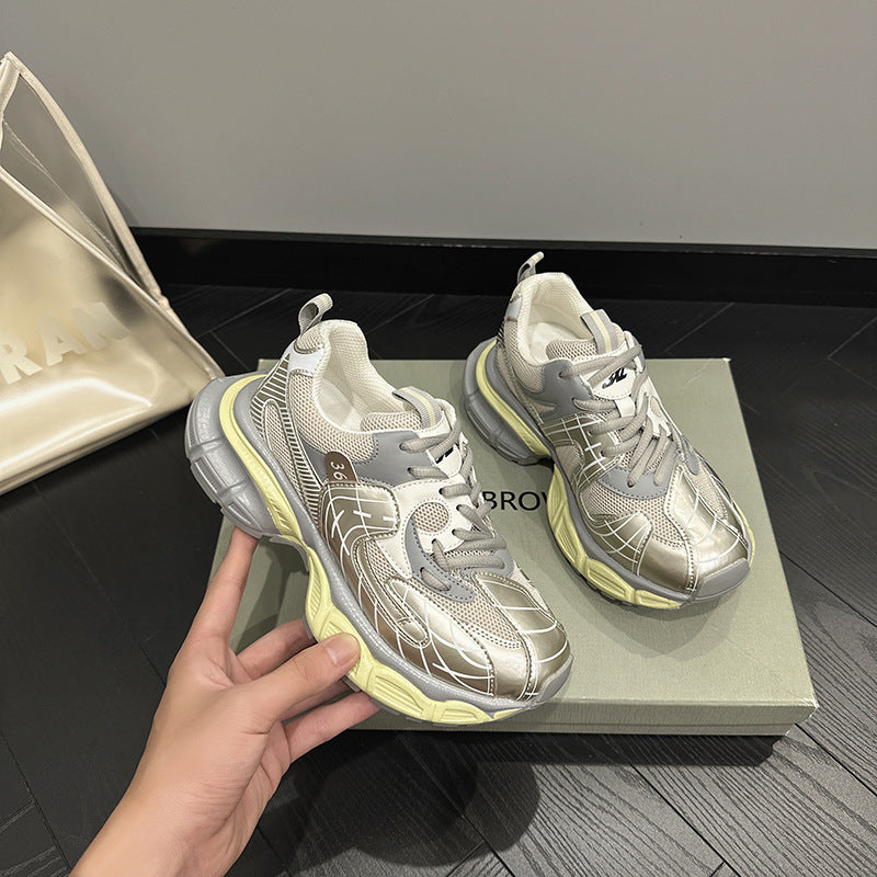 2025 Baxiu 2023 early autumn new muffin sole dad shoes lace-up fashion versatile casual sports shoes tide