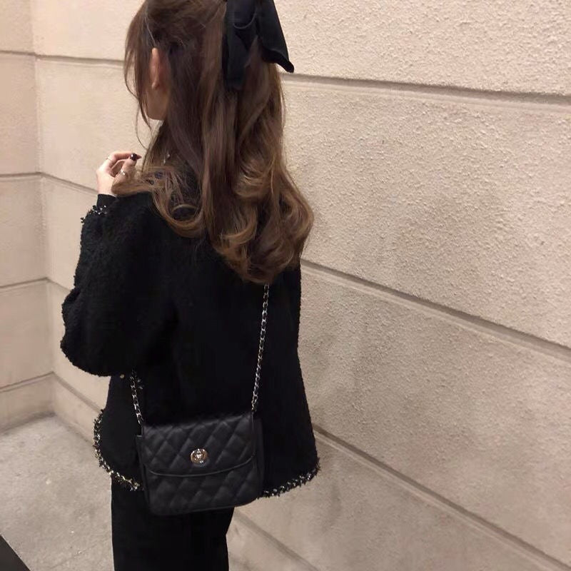 Fragrant jacket women's spring and autumn loose Korean version woven tweed casual and thin short jacket top tide