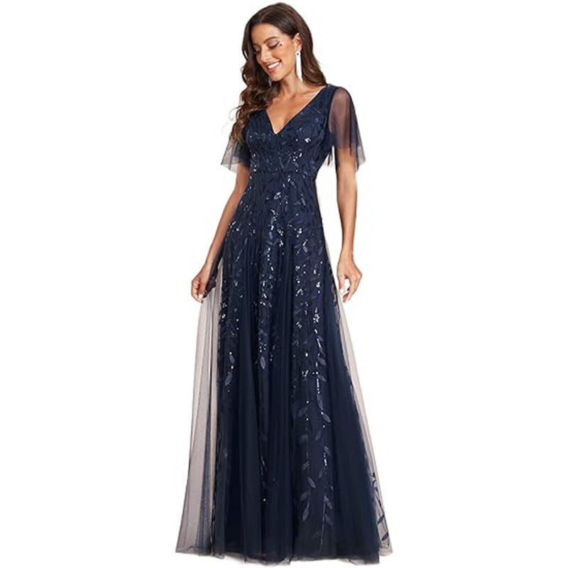 2025banquet evening dress women's new elegant long annual meeting celebrity aura queen host evening dress