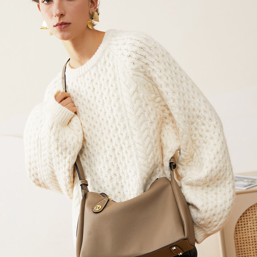 2025 popular New Premium Leather Women's Bag Crossbody Shoulder Bag Women's Fashion Underarm Bag Atmospheric Women's Bag