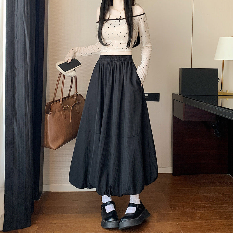 2025 Bud lantern skirt new fashion casual fat MM high waist thin hips splicing temperament a-word skirt Popular trade