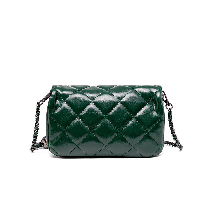 2025 High texture women's shoulder small bag popular new trendy fashion niche messenger bag diamond chain lock small square bag