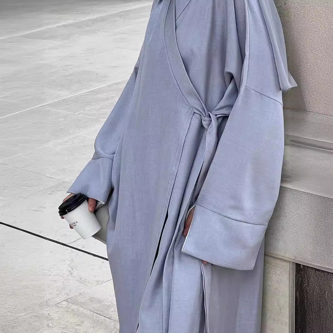 2025 popular spring and summer new New Popular trade women's clothing independent station ebay Middle East solid color kaftan robe evening dress