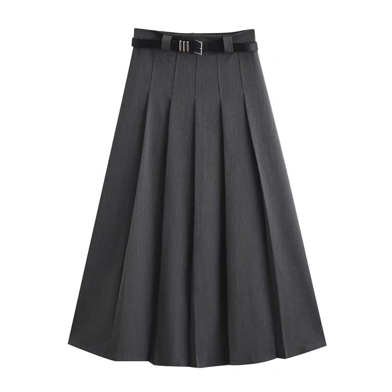 popular autumn and winter with artifact medium and long skirt for women, retro and thin skirt temperament casual pleated skirt for women