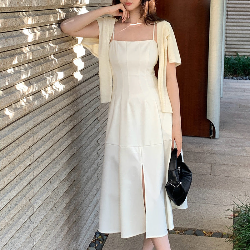 2025 spring and summer new high waist temperament elegant suspender dress high-end long dress children 88160