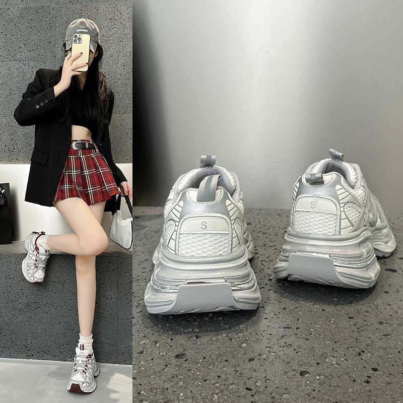 2025 Thick-soled dad shoes women's popular autumn new Korean version breathable and versatile, lightweight and non-slip casual sports shoes tide