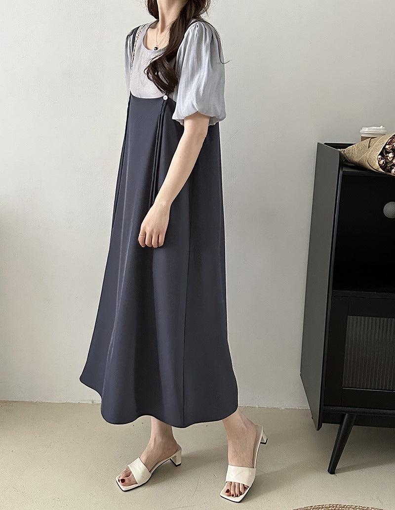 2025 , retro suspender skirt two-piece minimalist women's popular summer Korean temperament dress 2327