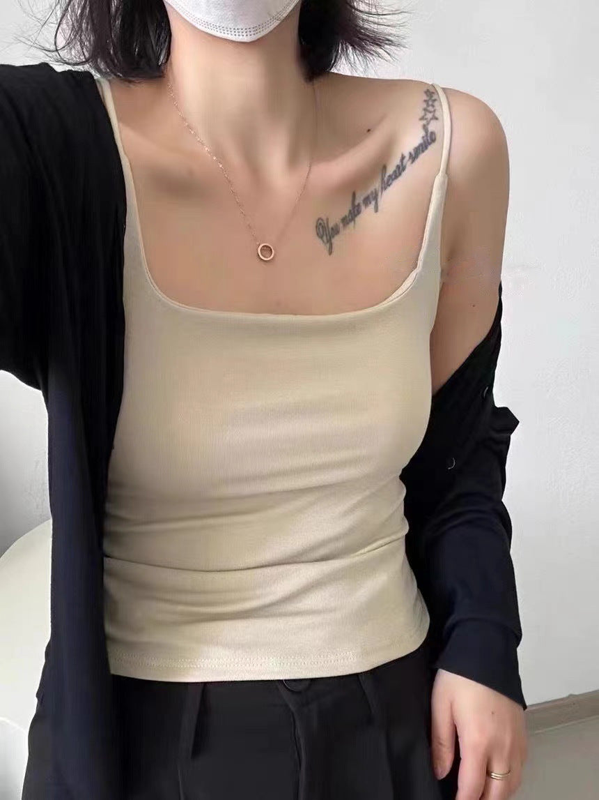 2025 Premium security sling vest can be pulled red polished women's autumn and winter bra with an integrated base and a warm top inside