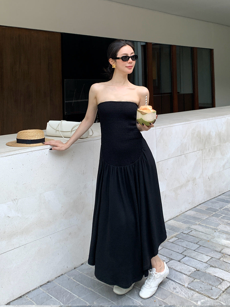 2025 spring and summer new high-waisted temperament elegant tube top dress high-end long dress children 88231