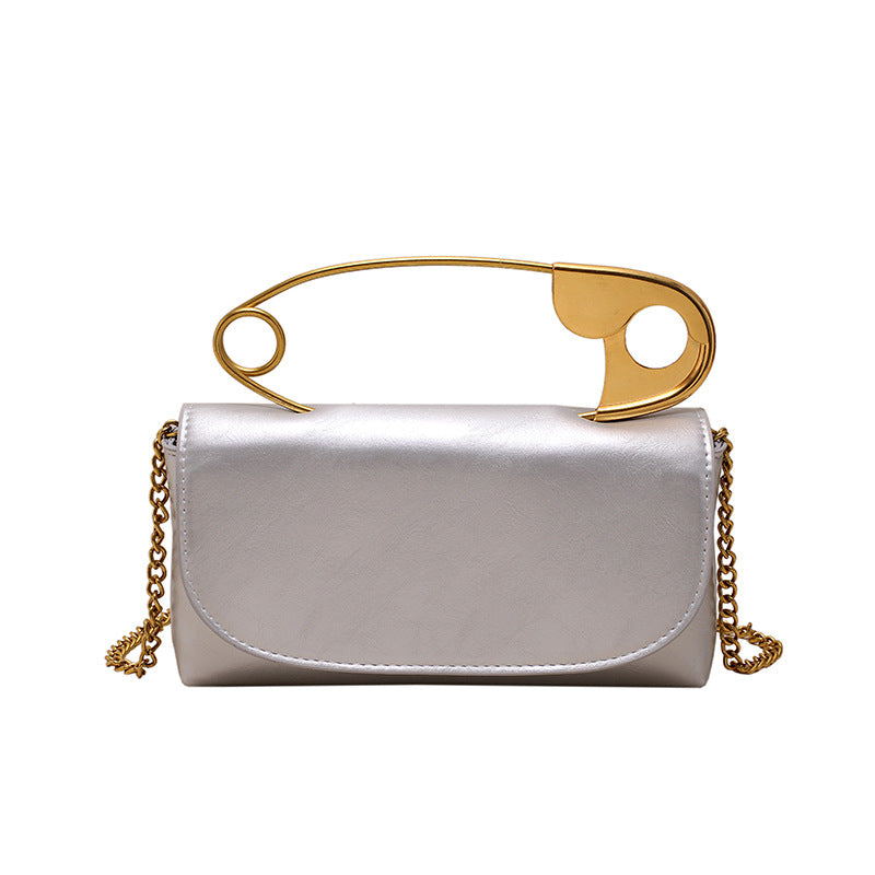 BENPAOLV 2025 Korean version of creative personalized paper clip women's handbag new Popular style shoulder bag chain messenger bag bag