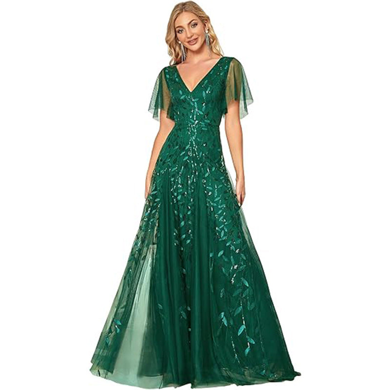 2025banquet evening dress women's new elegant long annual meeting celebrity aura queen host evening dress