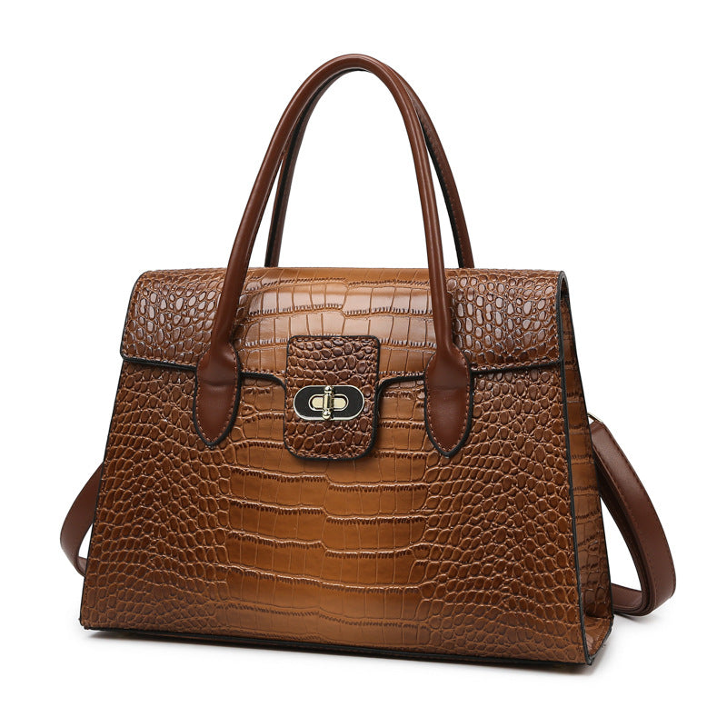 2025 popular autumn new fashion handbag women's large-capacity crocodile pattern shoulder bag to work commuting high-end satchel