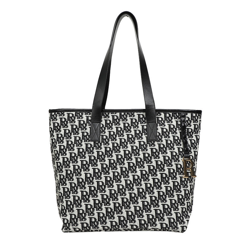 New Large Capacity One-Shoulder Portable Canvas Bag Women's Bag Tote Bag Korean Style All-Match Leisure Bag Large Capacity Hong Kong Style Fashion