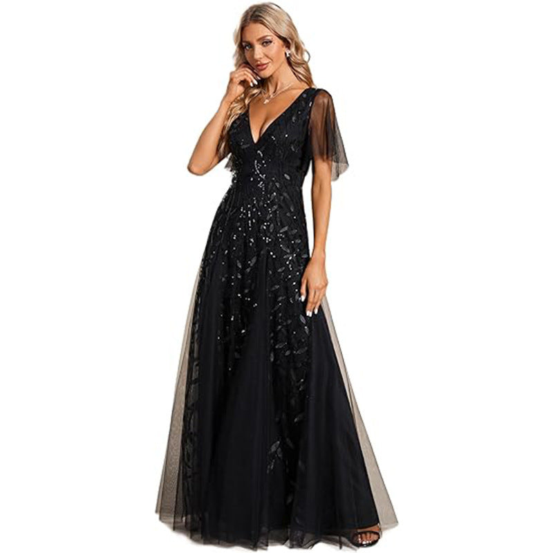 2025banquet evening dress women's new elegant long annual meeting celebrity aura queen host evening dress