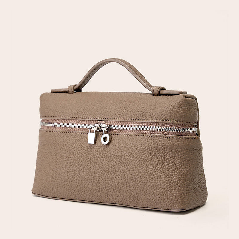2025 Strictly selected leather women's bags, portable LP lunch box bags, popular new first-layer cowhide messenger bags