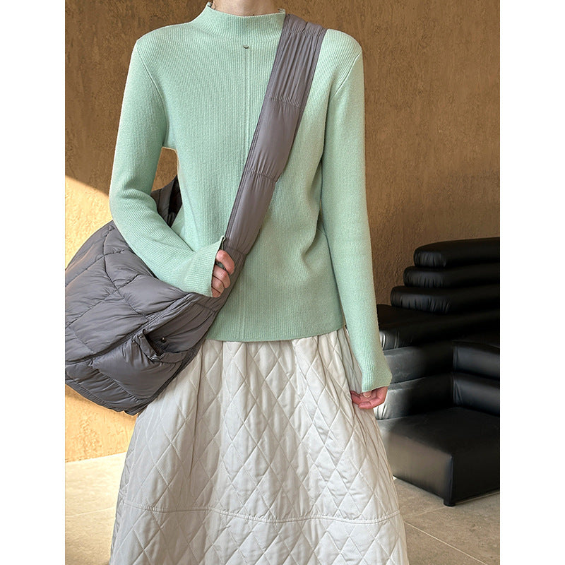 2025 popular autumn and winter new Korean semi-turtleneck slim-fitting inner high-end bottoming sweater knitted sweater 8863-1