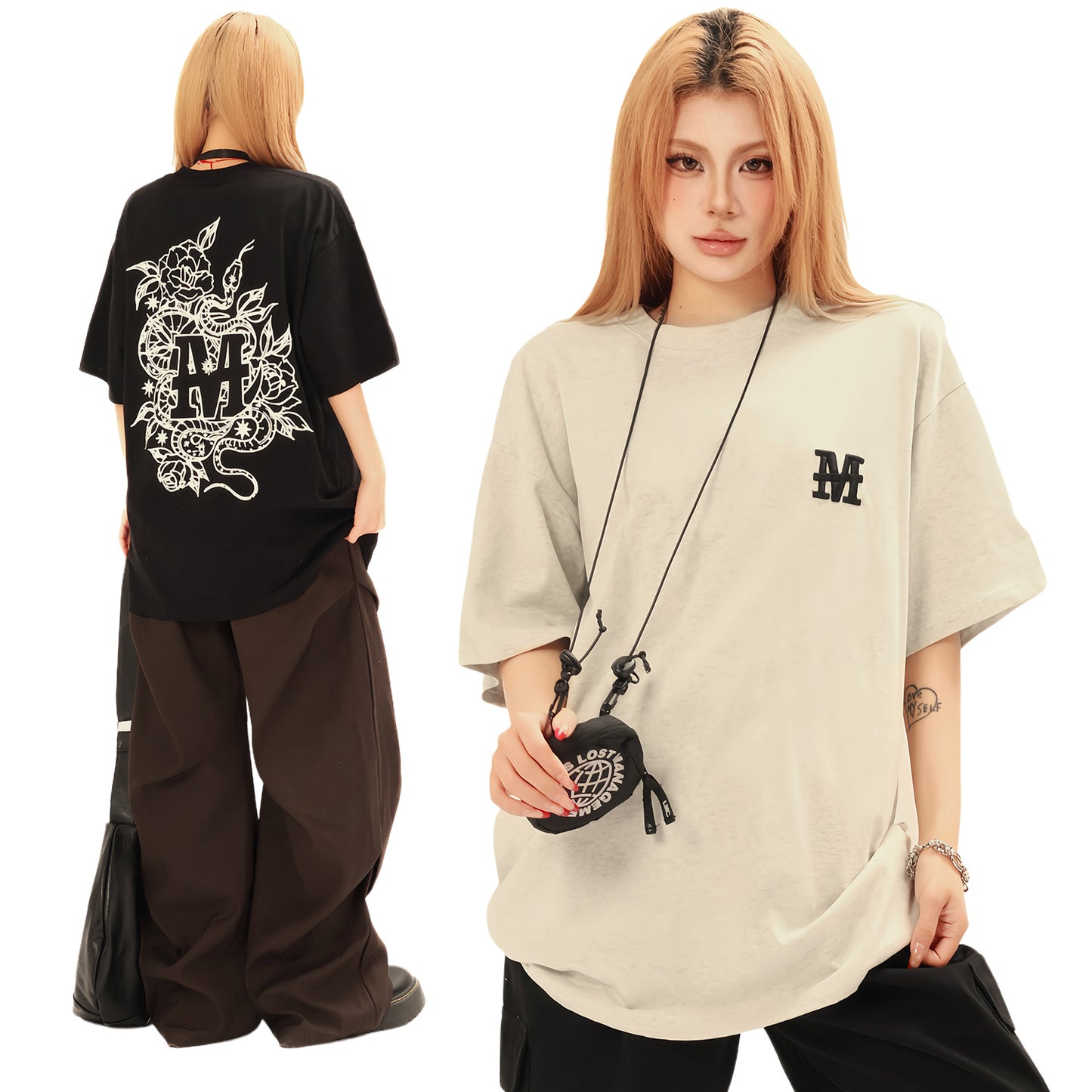 2025 2651 2025n street neutral retro creative letter design men's loose high-end heavy short-sleeved T-shirt