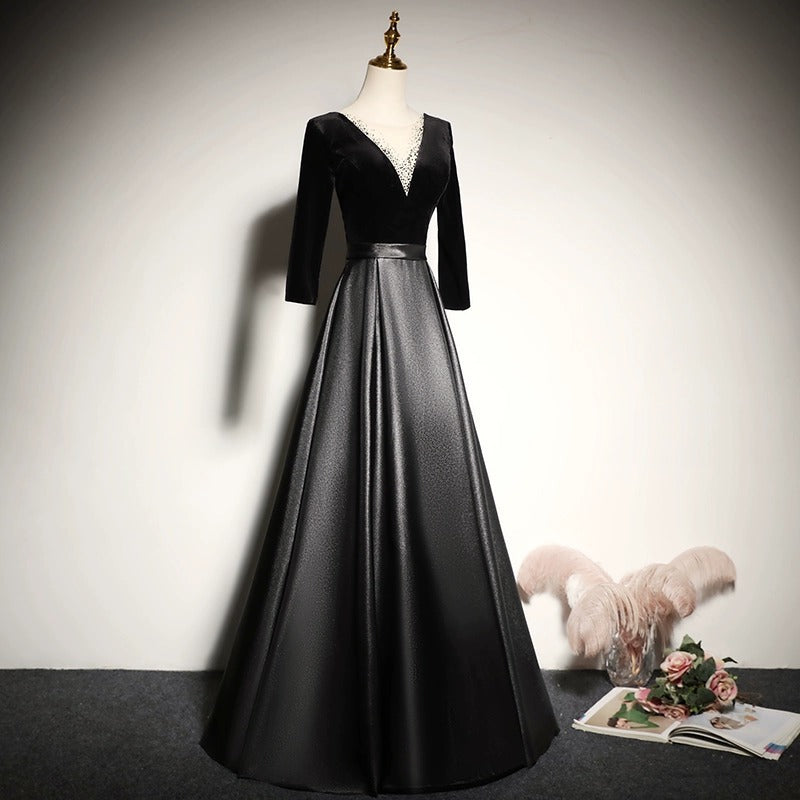 2025 Black Evening Dress Banquet New Long Noble Elegant Slim Host Choir Dress Long Dress Women