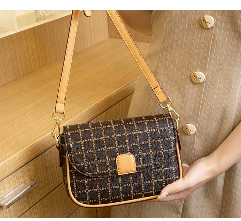 2025 Bag women's popular spring and summer fashion new women's bag saddle bag retro messenger bag contrasting color women's shoulder bag
