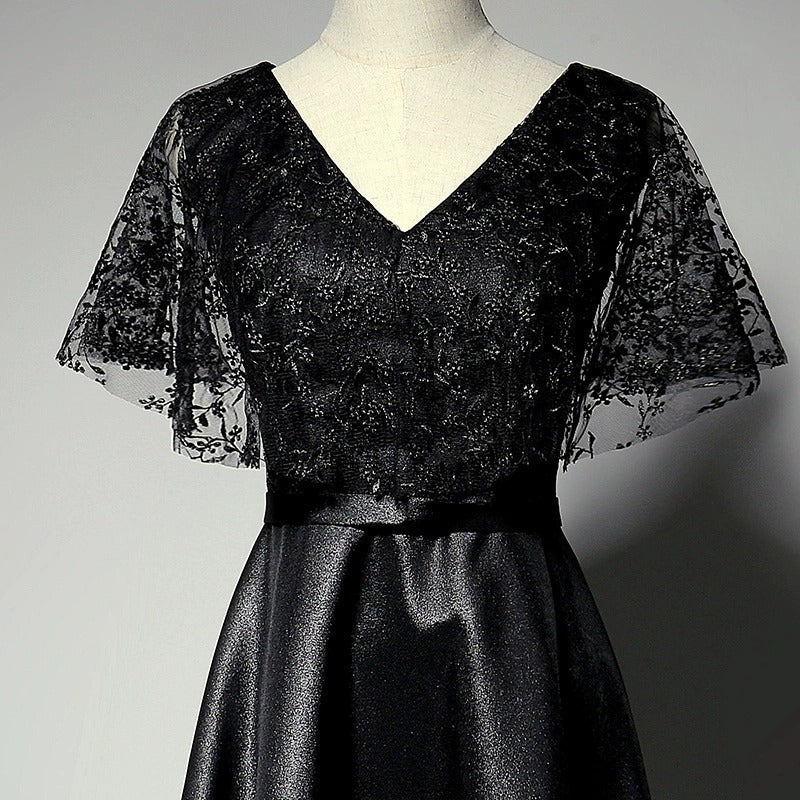2025 Evening dress women new banquet noble and elegant temperament black high-end host annual meeting thin dress women