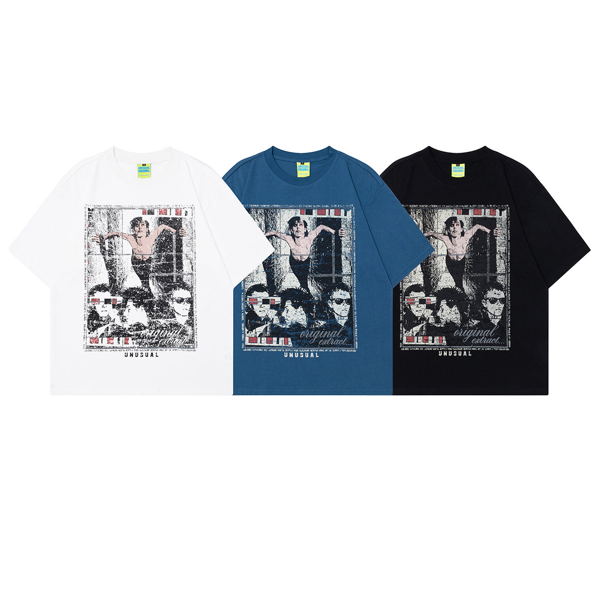 2025 T1101 2025n 2025 Summer Neutral High Sense Painting Character Design Retro Men's High Sense Short Sleeve T-Shirt