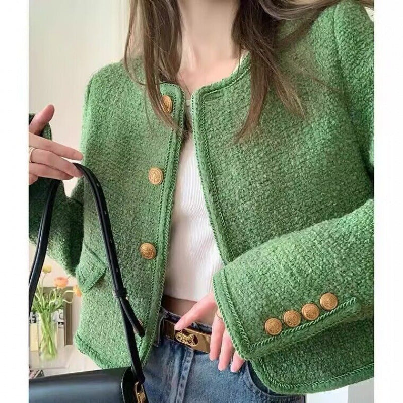 Fragrant green coat women's spring 2025 new high-end celebrity temperament chic short top