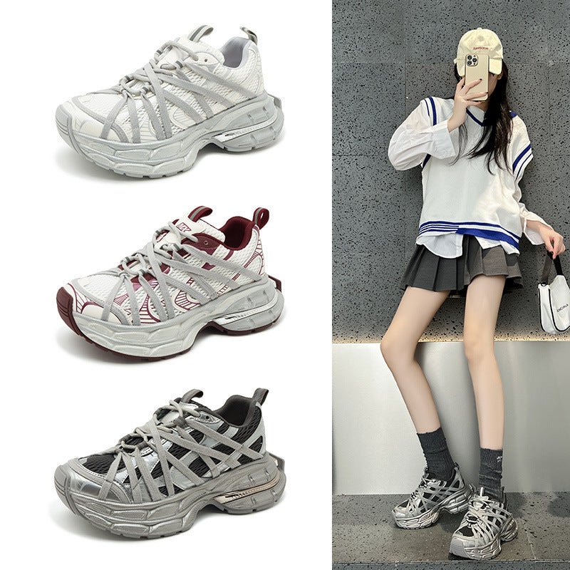 2025 Thick-soled dad shoes women's popular autumn new Korean version breathable and versatile, lightweight and non-slip casual sports shoes tide