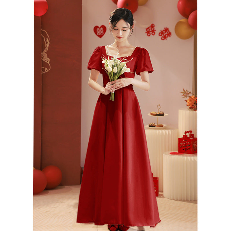 2025 Small white evening dress, usually worn in spring, get a certificate to register, small white dress, toasting dress, female bride engagement dress
