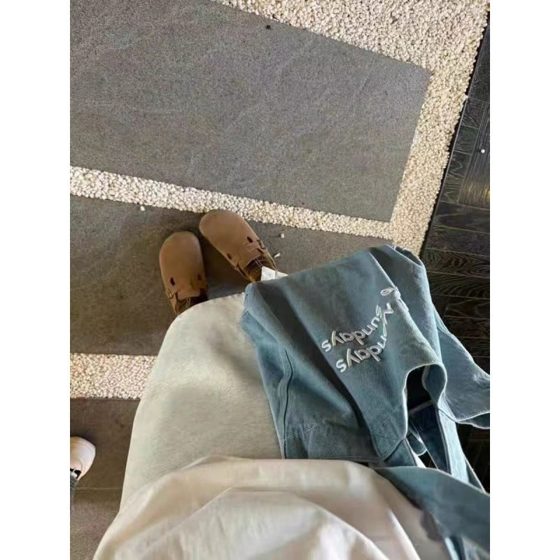 Retro NEWn Style New Canvas Bag Style Large Capacity Student Commuting Artistic One-Shoulder Class Denim Shoulder Tote Bag Female