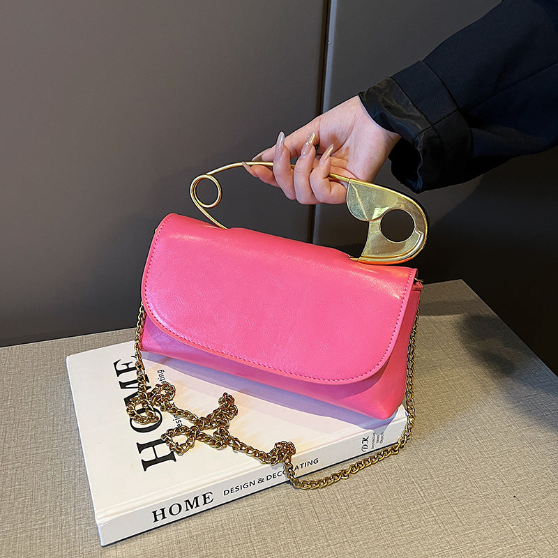BENPAOLV 2025 Korean version of creative personalized paper clip women's handbag new Popular style shoulder bag chain messenger bag bag