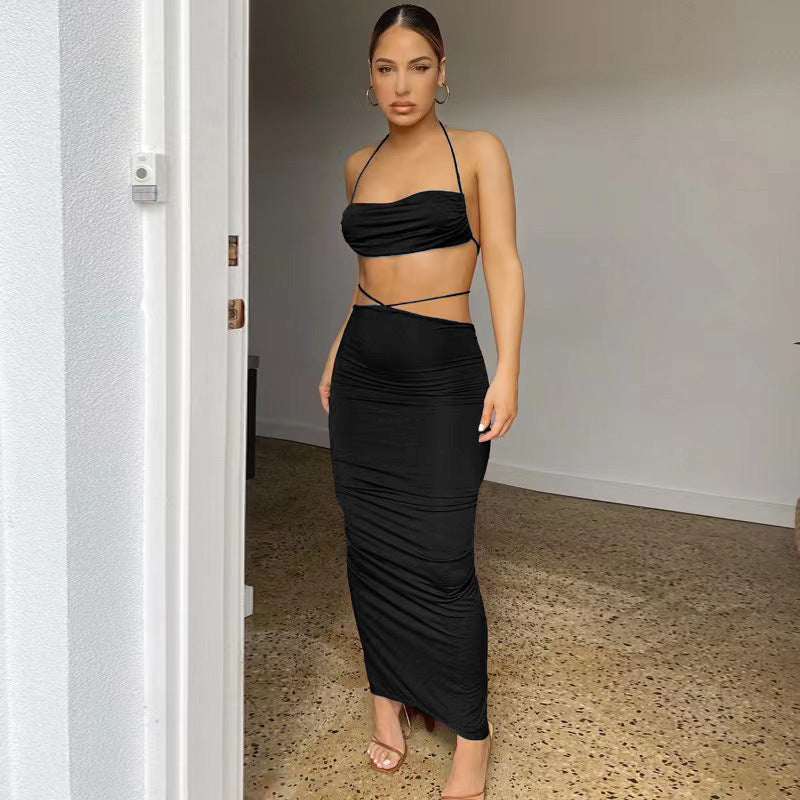 BENPAOLV Cross-border 2025 trade explosion 2025 style suit summer new neck small vest half-length skirt wholesale