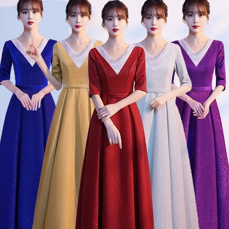 2025 Chorus costumes women's long skirts new adult choir stage costumes host recitation competition dress