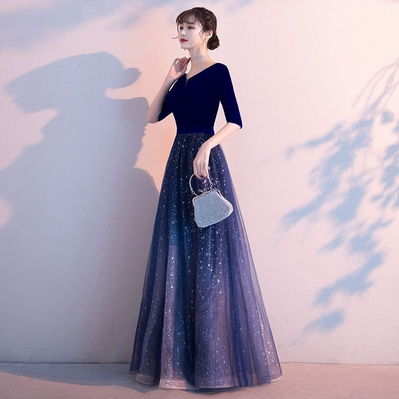 2025 Starry sky evening dress dress female banquet temperament fairy student dress host big choir performance dress long dress