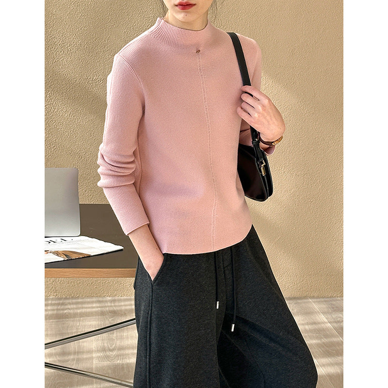 2025 popular autumn and winter new Korean semi-turtleneck slim-fitting inner high-end bottoming sweater knitted sweater 8863-1