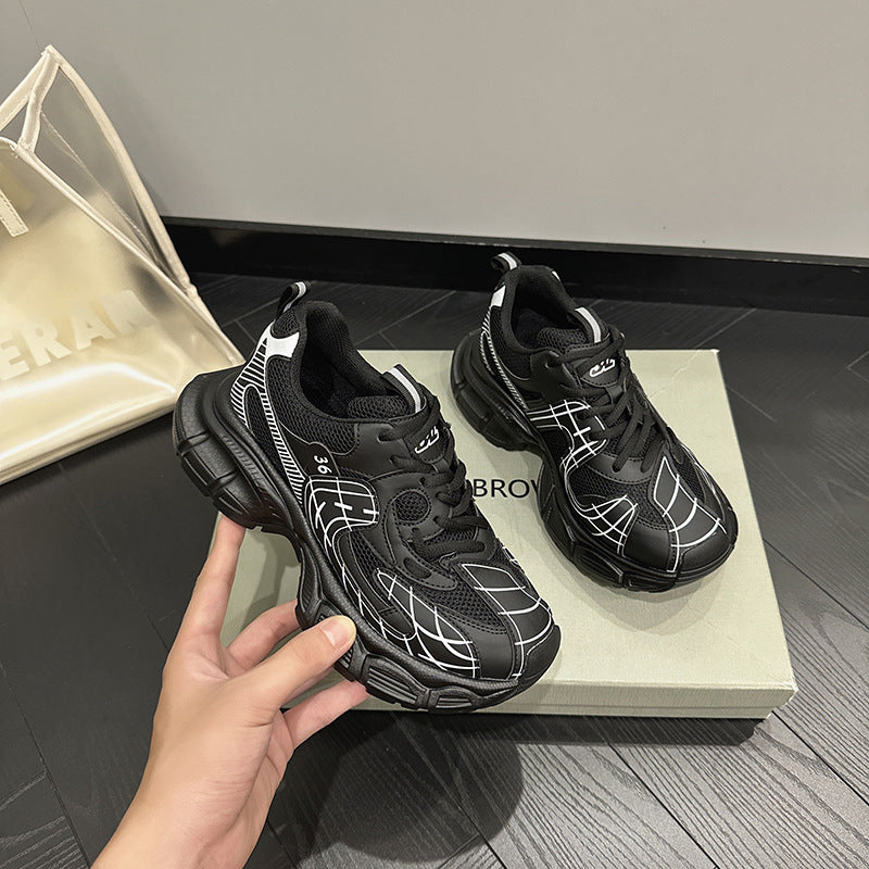 2025 Baxiu 2023 early autumn new muffin sole dad shoes lace-up fashion versatile casual sports shoes tide